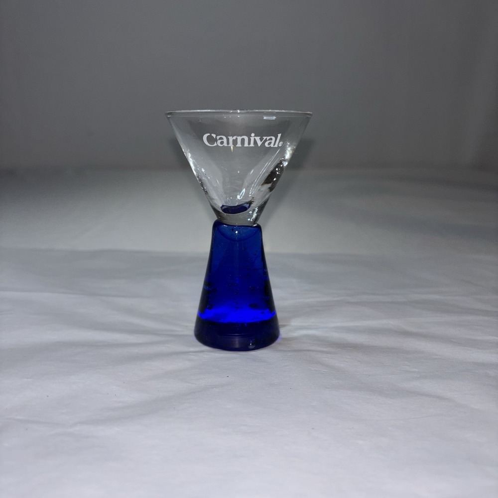 Carnival Cruise Line Stamped Embossed Dark‎ Blue Royal 4" Tall Shot Glass